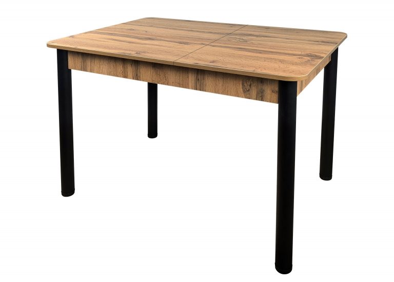 Стол Премьер раздвижной 170 x 90 (+50) см / R40 / ЛДСП Дуб Вотан / Опора 4 Чёрная РУСТ